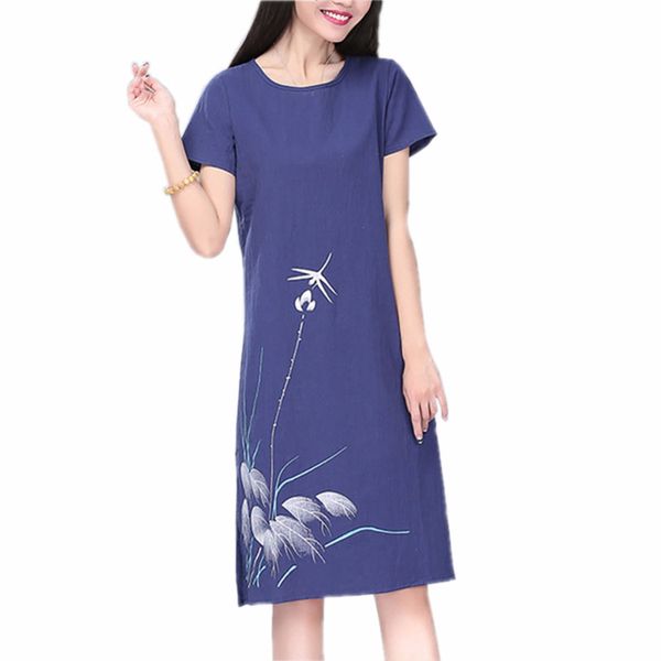 summer dress new fashion cotton linen retro print women casual loose o neck dress party dresses #270613, Black;gray
summer dress new fashion cotton linen retro print women casual loose o neck dress party dresses #270613, Black;gray