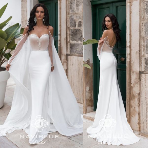2020 delicate mermaid wedding dresses with cape sweetheart sheer backless long sleeve wedding gowns beach country bridal dress
2020 delicate mermaid wedding dresses with cape sweetheart sheer backless long sleeve wedding gowns beach country bridal dress