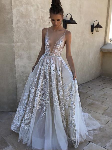 illusion v-neck a line beach wedding dresses tulle modern applique lace beach bodice boho bridal gowns weddig bridal wear, White
illusion v-neck a line beach wedding dresses tulle modern applique lace beach bodice boho bridal gowns weddig bridal wear, White