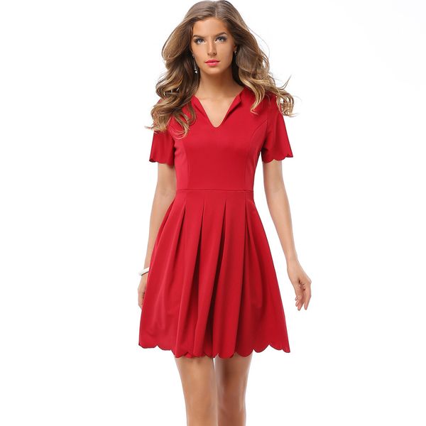 2019 european and american autumn new women's large swing dress v-neck short-sleeved pleated petal wavy dress, Black;gray
2019 european and american autumn new women's large swing dress v-neck short-sleeved pleated petal wavy dress, Black;gray
