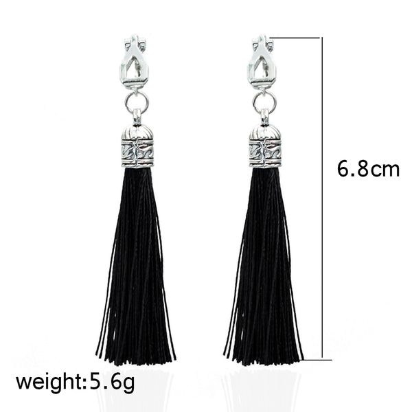 chadestinty tassel earrings for women antique long ear clip earing black white silk fabric fringe earring vintage cuff earings, Silver
chadestinty tassel earrings for women antique long ear clip earing black white silk fabric fringe earring vintage cuff earings, Silver