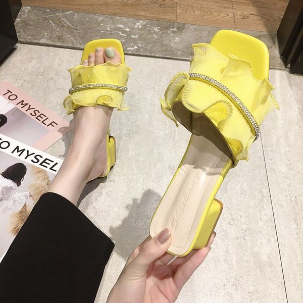 slippers candy colors lace ruffles women crystal open toe summer chunky heel thick beach slides, Black
slippers candy colors lace ruffles women crystal open toe summer chunky heel thick beach slides, Black