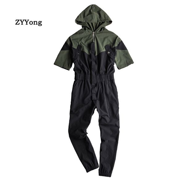 summer high street men's short sleeve jumpsuit hip hop loose hooded stitching style casual overalls cargo pants black trousers
summer high street men's short sleeve jumpsuit hip hop loose hooded stitching style casual overalls cargo pants black trousers