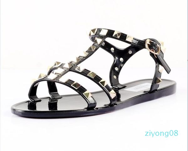 2019 new female plastic chain word shoes candy-colored jelly chain flat open toe sandals, Black
2019 new female plastic chain word shoes candy-colored jelly chain flat open toe sandals, Black