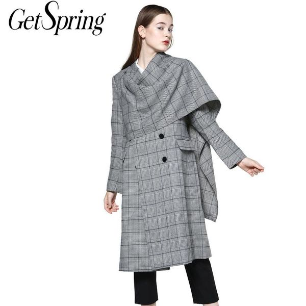 getsring ladies coats grey wool coat plaid double breasted long sleeve irregular woolen overcoat long womans coats winter 2018, Black
getsring ladies coats grey wool coat plaid double breasted long sleeve irregular woolen overcoat long womans coats winter 2018, Black