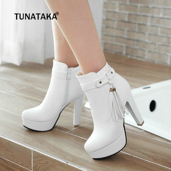 women platform boots fashion fringe ankle boots square high heels zipper autumn winter ladies shoes plus size 43 2018 new, Black
women platform boots fashion fringe ankle boots square high heels zipper autumn winter ladies shoes plus size 43 2018 new, Black