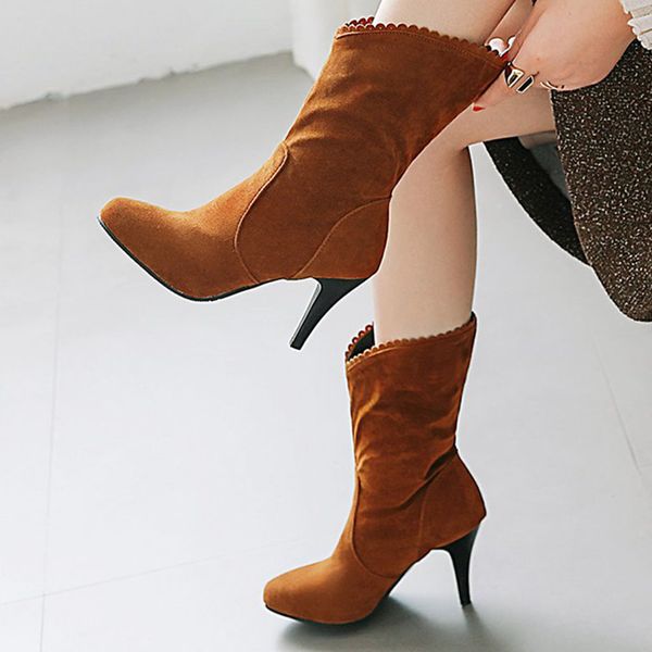 fashion women western boots winter mid tube suede boot wide calf stiletto heel pointed shoes lady party high heel botas, Black
fashion women western boots winter mid tube suede boot wide calf stiletto heel pointed shoes lady party high heel botas, Black