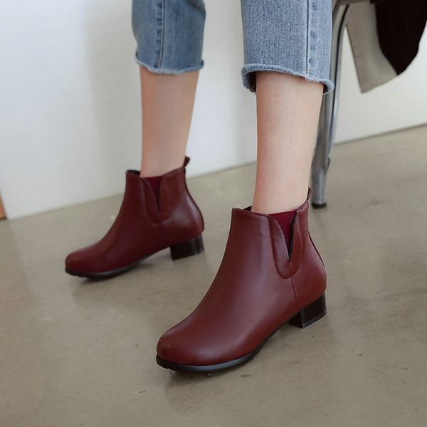 big size ma'am coarse heel short boots pure color fashion boot barrel high heel boots, Black
big size ma'am coarse heel short boots pure color fashion boot barrel high heel boots, Black