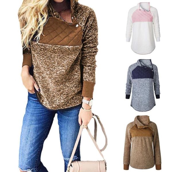 autumn winter women sweatshirts pullovers button turtleneck long sleeve sweatshirts patchwork plush sweatshirt womens top, Black
autumn winter women sweatshirts pullovers button turtleneck long sleeve sweatshirts patchwork plush sweatshirt womens top, Black