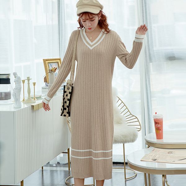 women's sweaters black strip autumn winter warm sweater dress women loose bodycon female v neck long sleeve knitted vestidos, White;black
women's sweaters black strip autumn winter warm sweater dress women loose bodycon female v neck long sleeve knitted vestidos, White;black