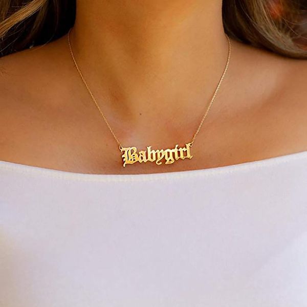 stainless steel babygirl letter pendant necklace custom jewelry creative english initial alphabet charm rose gold chain necklace, Silver
stainless steel babygirl letter pendant necklace custom jewelry creative english initial alphabet charm rose gold chain necklace, Silver