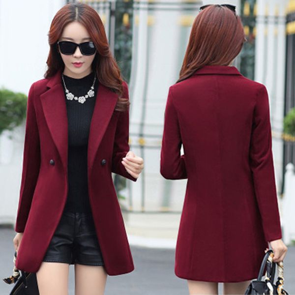 office lady slim women long cashmer coat turn-down collar women's woolen jacket single breasted coat and jacket, Black
office lady slim women long cashmer coat turn-down collar women's woolen jacket single breasted coat and jacket, Black