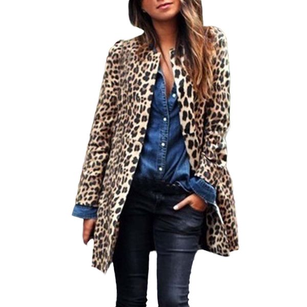 women leopard autumn warm wind coat cardigan leopard print long coats for women 2018 casual outwear chaqueta mujer, Black;brown
women leopard autumn warm wind coat cardigan leopard print long coats for women 2018 casual outwear chaqueta mujer, Black;brown