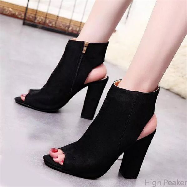 summer women shoes 2019 new casual high heel fashion ladies fish mouth sandals gladiator side zipper woman square heels shoes, Black
summer women shoes 2019 new casual high heel fashion ladies fish mouth sandals gladiator side zipper woman square heels shoes, Black