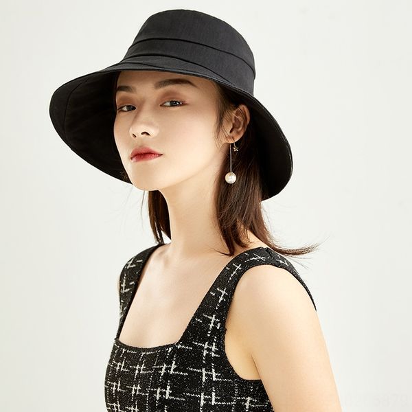 1j5w2 японский большой край зонт бассейн модная девушка твердое ведро хлопок белье ведро шляпа цвет лето хлопок и лен рыбацкая шляпа соль, Blue;gray