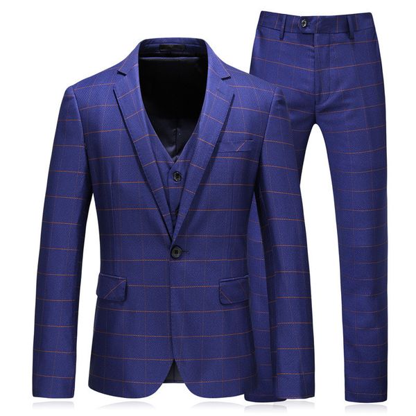 men's suits men's blue check business casual formal suit three-piece suit (jacket + pants + vest) men's wedding banquet suit, Black;gray
men's suits men's blue check business casual formal suit three-piece suit (jacket + pants + vest) men's wedding banquet suit, Black;gray