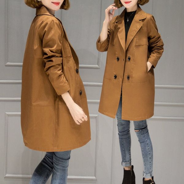 women's trench coats spring autumn coat windbreaker solid double-breasted outerwear korean middle long casual female h92, Tan;black
women's trench coats spring autumn coat windbreaker solid double-breasted outerwear korean middle long casual female h92, Tan;black