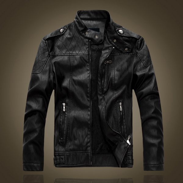 new 2019 spring winter pu leather jackets men jaqueta de couro masculina bomber inverno stand collar motorcycle jacket suede, Black