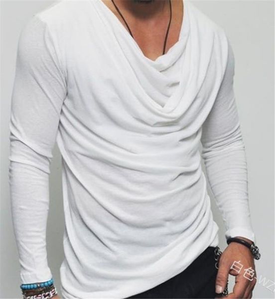 autumn mens solid draped tshirt crew neck long sleeve homme tees designer slim teenager casual, White;black
autumn mens solid draped tshirt crew neck long sleeve homme tees designer slim teenager casual, White;black