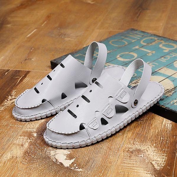 men's sandals summer anti-skid leisure beach flat sandals outdoor slip-on leather shoes for male soft bottom *, Black
men's sandals summer anti-skid leisure beach flat sandals outdoor slip-on leather shoes for male soft bottom *, Black