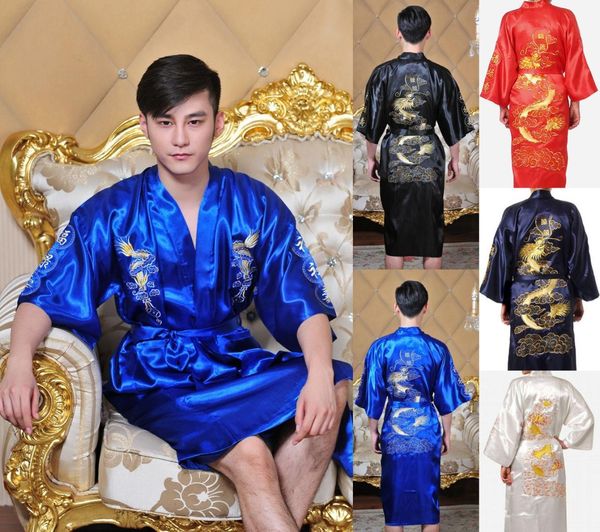 new arrival navy blue male silk robe chinese classic embroidery night wear traditional kimono gow 167, Red
new arrival navy blue male silk robe chinese classic embroidery night wear traditional kimono gow 167, Red
