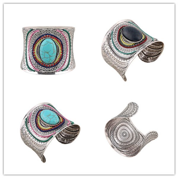 charming bohemian big bangles natural oval wide cuff bracelets tibetan silver enamel bracelet jewelry for women new, White
charming bohemian big bangles natural oval wide cuff bracelets tibetan silver enamel bracelet jewelry for women new, White