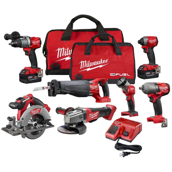 

Milwaukee fuel m18 2997 27 18 volt 7 tool drill driver grinder aw wrench combo