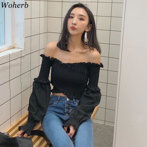 woherb korean fashion off shoulder long sleeve women casual blouse 2020 summer blouses ladies shirt blusas modis, White
woherb korean fashion off shoulder long sleeve women casual blouse 2020 summer blouses ladies shirt blusas modis, White