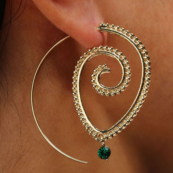 exaggeration swirl drop piercing earrings personality turquoise circle spiral screw type jewelry wholesale gold and silver color
exaggeration swirl drop piercing earrings personality turquoise circle spiral screw type jewelry wholesale gold and silver color