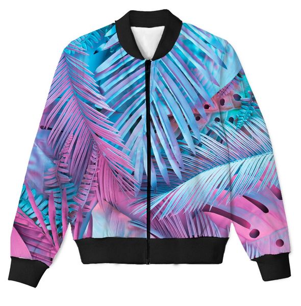 

real american size neon glow tropics 3d sublimation print zipper up jacket plus size 4xl 5xl 6xl, Black;brown