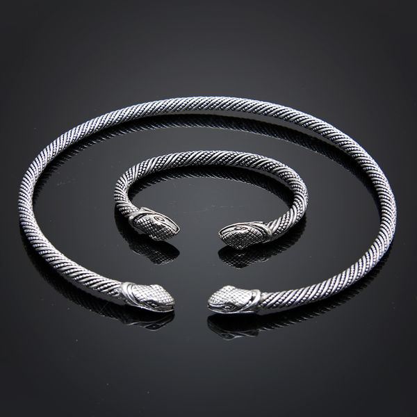 new teen snake head viking bracelet necklace choker collar set indian accessories men womem bangles fashion jewelry dropshipping, Silver
new teen snake head viking bracelet necklace choker collar set indian accessories men womem bangles fashion jewelry dropshipping, Silver