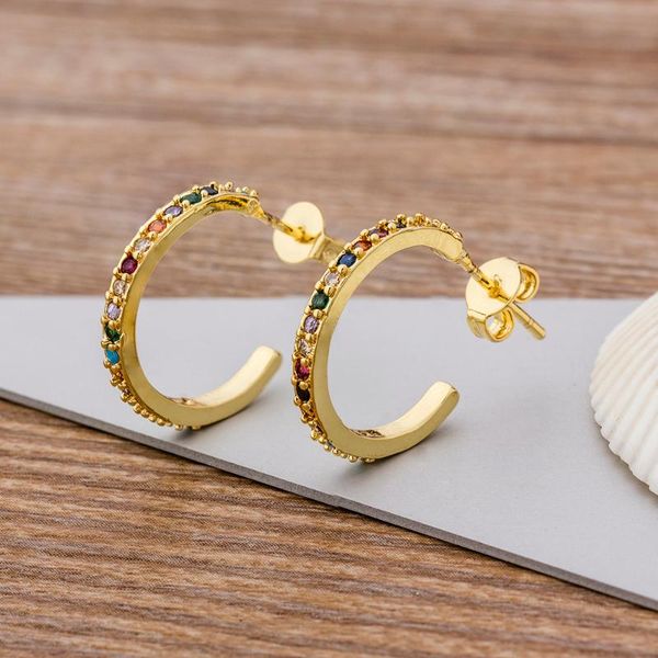 fashion women micro paved wedding party jewelry classic circle rainbow copper cz stud earrings simple daily design, Golden;silver
fashion women micro paved wedding party jewelry classic circle rainbow copper cz stud earrings simple daily design, Golden;silver