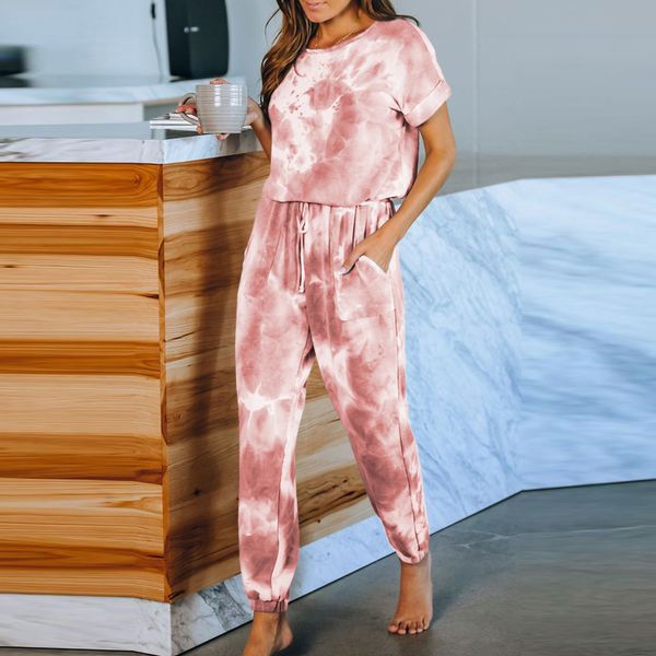 2020 women tie-dye printed one-piece pajamas loungewear casual jumpsuit 2020, Black;white
2020 women tie-dye printed one-piece pajamas loungewear casual jumpsuit 2020, Black;white