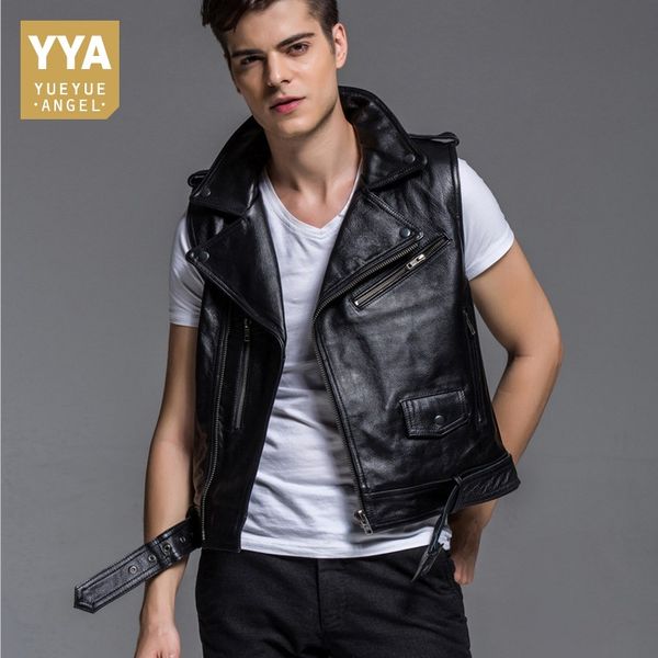 2019 new luxury cow genuine leather mens moto biker sleeveless jacket slim fit lapel collar windbreaker vest buckle punk coats, Black
2019 new luxury cow genuine leather mens moto biker sleeveless jacket slim fit lapel collar windbreaker vest buckle punk coats, Black
