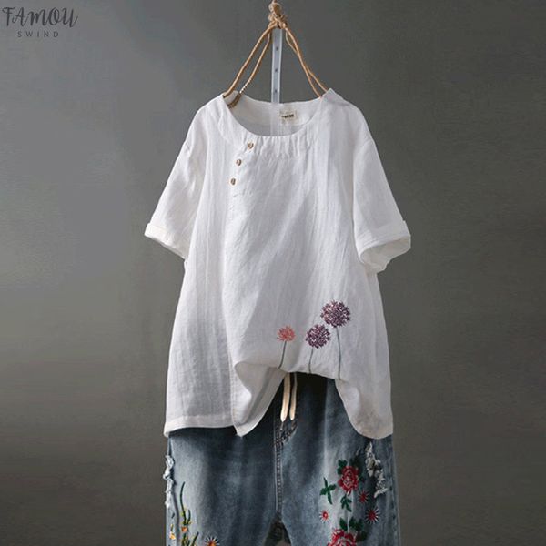 feminine blouse shirt cotton and linen plus size embroidery o neck button casual blouse blusas mujer de moda 2020 chemise, White
feminine blouse shirt cotton and linen plus size embroidery o neck button casual blouse blusas mujer de moda 2020 chemise, White
