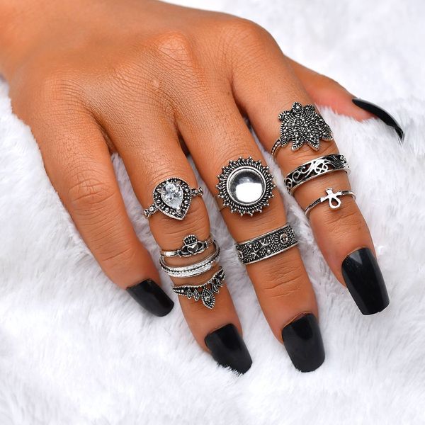 7pcs/set vintage knuckle rings for women boho geometric flower crystal ring set bohemian midi finger jewelry r587, Golden;silver
7pcs/set vintage knuckle rings for women boho geometric flower crystal ring set bohemian midi finger jewelry r587, Golden;silver