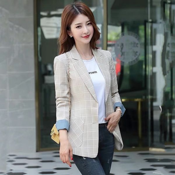 autumn new fashion slim seven-point sleeve plaid suit 2019 casual versatile jacket professional suit jacket, White;black
autumn new fashion slim seven-point sleeve plaid suit 2019 casual versatile jacket professional suit jacket, White;black