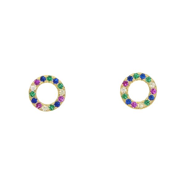 925 sterling silver geometric round circle stud earring colorful multi color cz stone paved tiny round earrings, Golden;silver
925 sterling silver geometric round circle stud earring colorful multi color cz stone paved tiny round earrings, Golden;silver