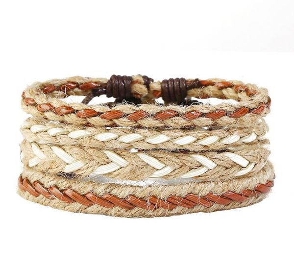 man cowhide leather bracelet diy hand woven multilayer woven hemp rope bracelet combination suit bracelet 4styles/1set, Black
man cowhide leather bracelet diy hand woven multilayer woven hemp rope bracelet combination suit bracelet 4styles/1set, Black