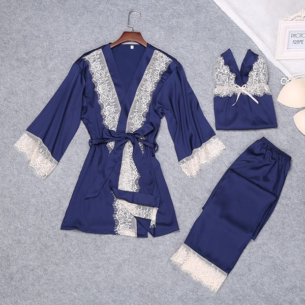 2018 new womens 3pc strap pants suit night robe sleepwear sets casual pajamas home wear nightwear kimono bath gown, Blue;gray
2018 new womens 3pc strap pants suit night robe sleepwear sets casual pajamas home wear nightwear kimono bath gown, Blue;gray