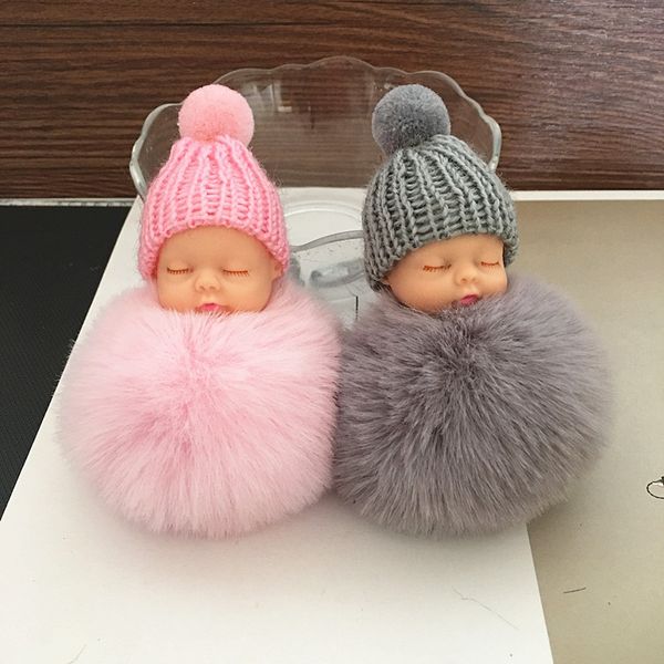 13*8cm sleeping baby doll keychain pompom faux rabbit fur ball baby toy women trinket bag charms
13*8cm sleeping baby doll keychain pompom faux rabbit fur ball baby toy women trinket bag charms
