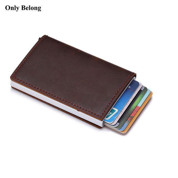 genuine leather aluminum wallet id blocking wallet automatic pop up credit business card case protector, Brown;gray
genuine leather aluminum wallet id blocking wallet automatic pop up credit business card case protector, Brown;gray