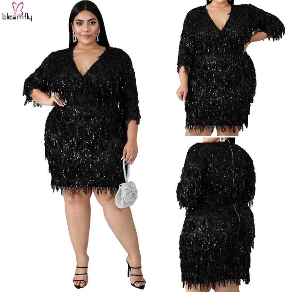 plus size 2xl-6xl sequins tassels mini dress women v neck half sleeve club party night sparkly glitter dresses festival vestidos, Black;gray
plus size 2xl-6xl sequins tassels mini dress women v neck half sleeve club party night sparkly glitter dresses festival vestidos, Black;gray