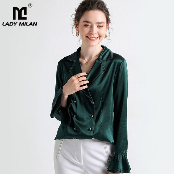 100% heavy silk women's shirt notched collar long flare sleeves ruffles double breasted fashion blouse, White
100% heavy silk women's shirt notched collar long flare sleeves ruffles double breasted fashion blouse, White