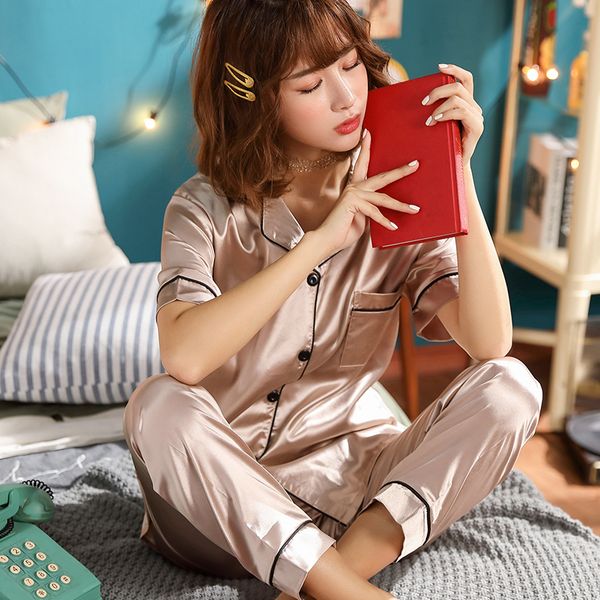 women's satin pajamas set faux silk long sleeve shirt pants female pyjama suit sleepwear homewear ladies pajamas plus size 5xl, Blue;gray
women's satin pajamas set faux silk long sleeve shirt pants female pyjama suit sleepwear homewear ladies pajamas plus size 5xl, Blue;gray