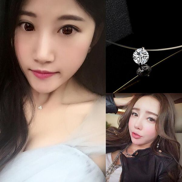 super selling transparent fishing line women crystal necklace cute designer simple trendy necklace, Silver
super selling transparent fishing line women crystal necklace cute designer simple trendy necklace, Silver