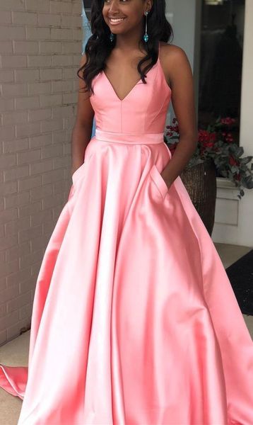 women's a-line pink long satin evening dresses with pockets robe de soiree custom made abendkleider gowns, Black;red
women's a-line pink long satin evening dresses with pockets robe de soiree custom made abendkleider gowns, Black;red