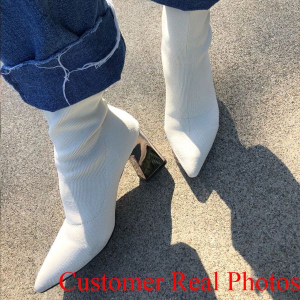 2019 women 7cm high heels ankle white sock boots transparent block thick low heels boots fetish plus size 42 shoes, Black
2019 women 7cm high heels ankle white sock boots transparent block thick low heels boots fetish plus size 42 shoes, Black