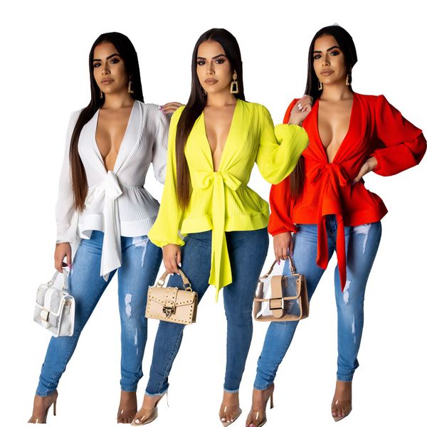spot 2019 european spring and summer solid color v-neck long-sleeved temperament chiffon shirt, support mixed batch, White
spot 2019 european spring and summer solid color v-neck long-sleeved temperament chiffon shirt, support mixed batch, White
