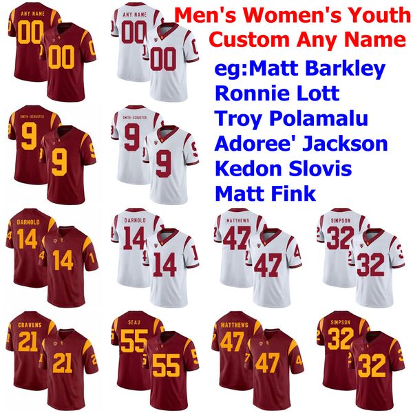 Usc trojans Jerseys Mens Matt Barkley Jersey Ronnie Lott Troy Polamalu Adoree' Jackson Kedon Slovis College Football Jerseys Custom Sti